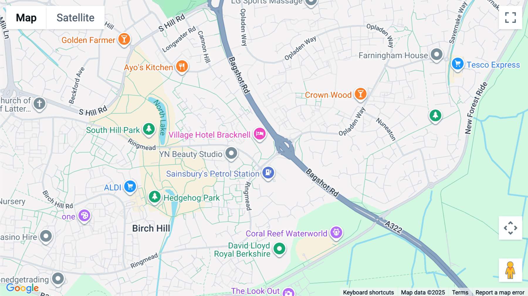 Click for interative map of Village Hotel Bracknell, Bagshot Road, Bracknell