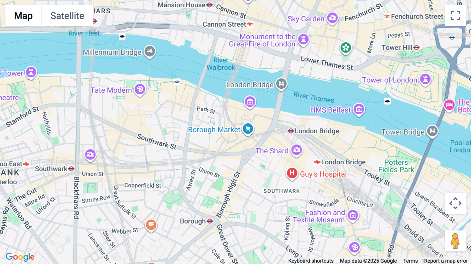 Click for interative map of Borough Yards, 19 Dirty Lane, London Bridge, London