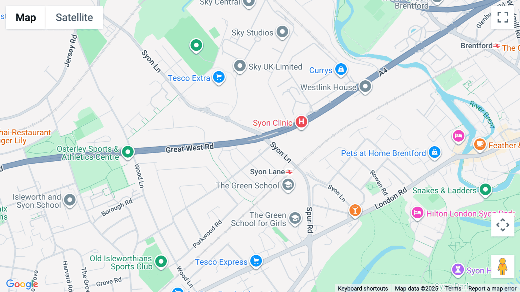 Click for interative map of 893 Great West Road, Brentford