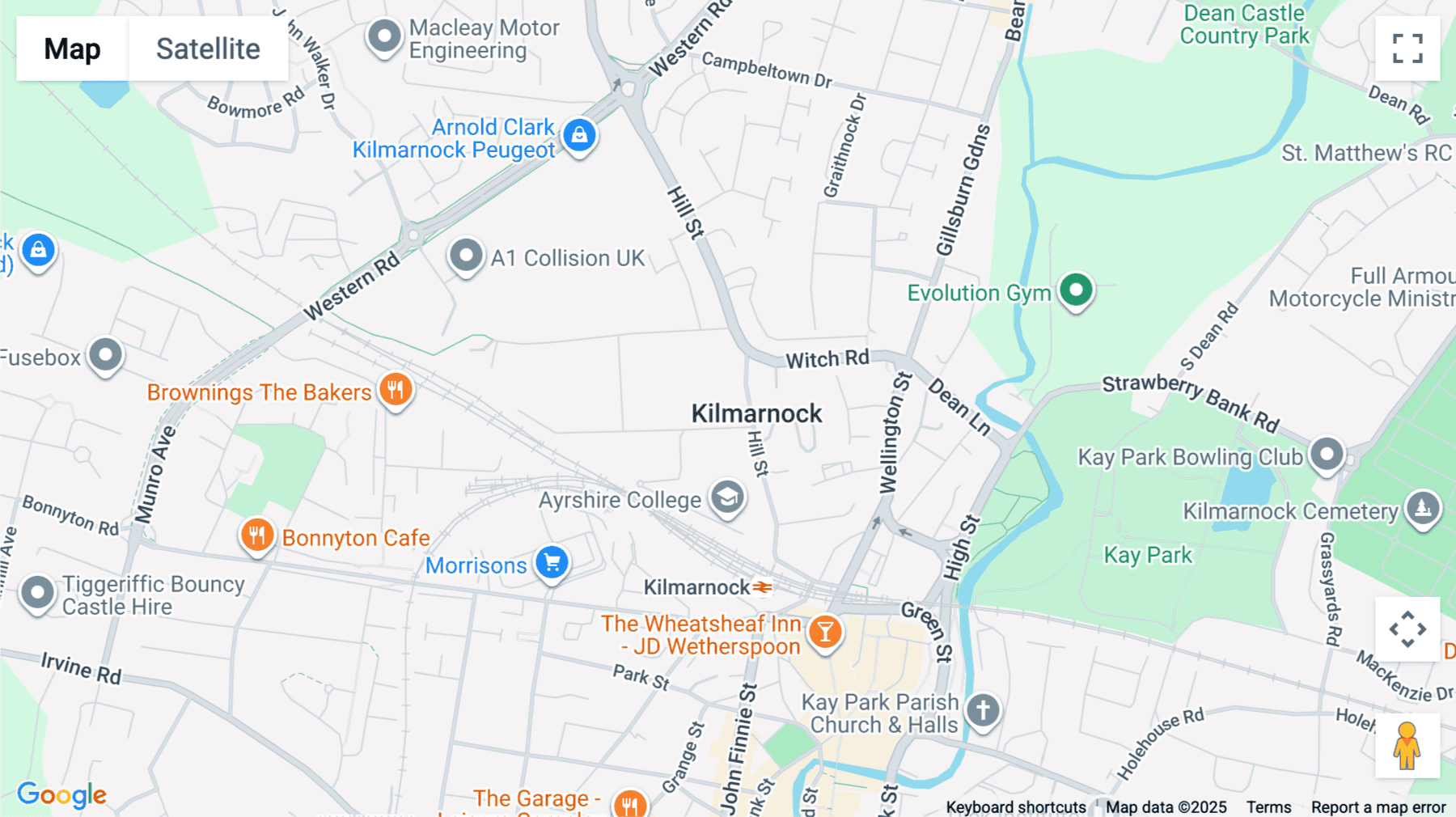 Click for interative map of Hill Street, Kilmarnock