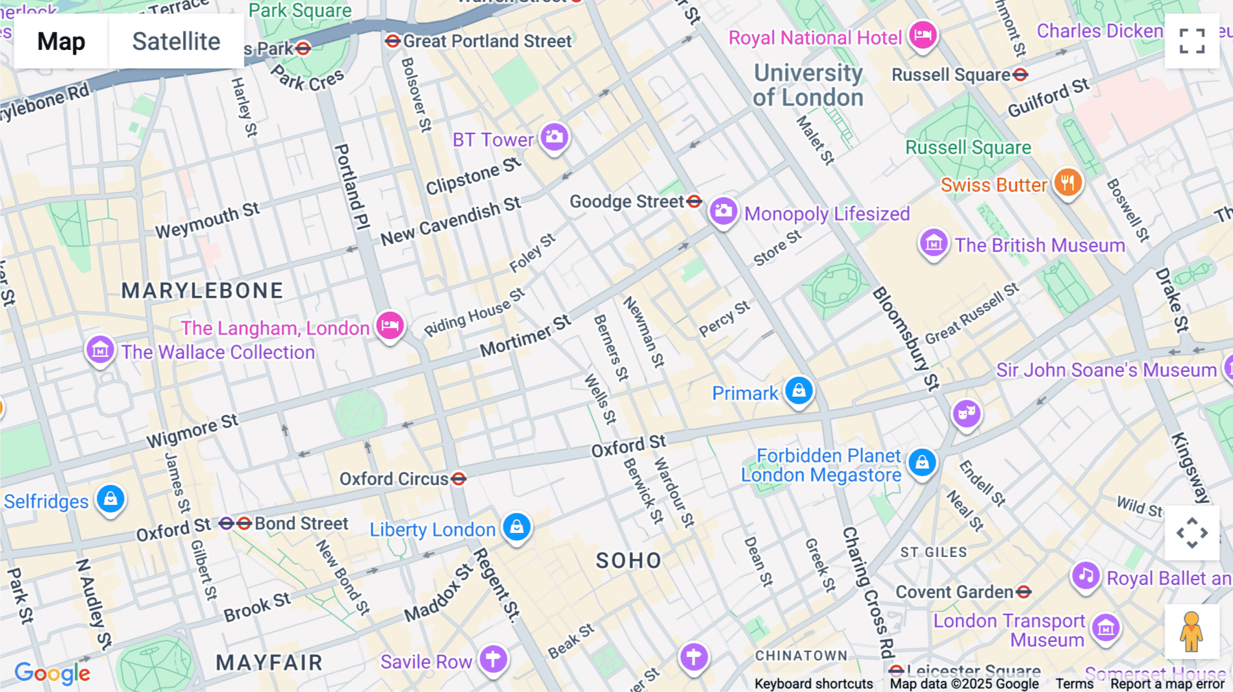 Click for interative map of Fitzrovia, 22 Berners Street, London