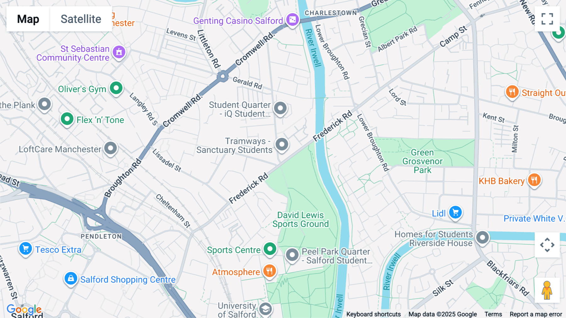 Click for interative map of 51 Frederick Road, Salford