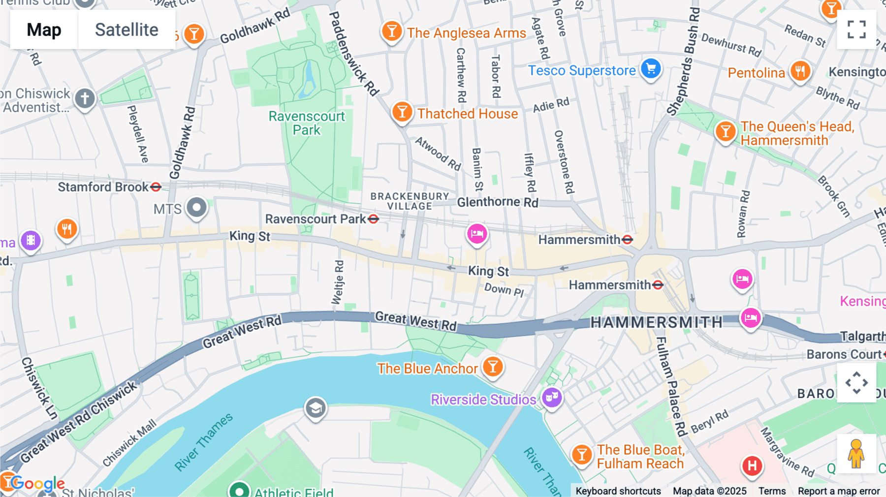 Click for interative map of 32 Galena Road, Hammersmith, London