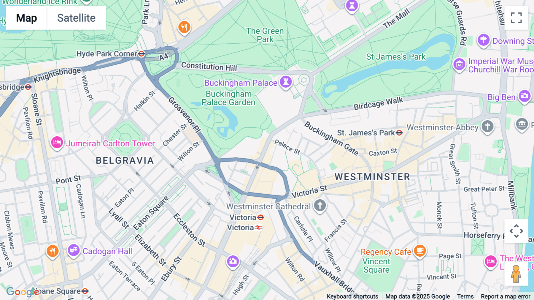 Click for interative map of 25 Buckingham Palace Road, London
