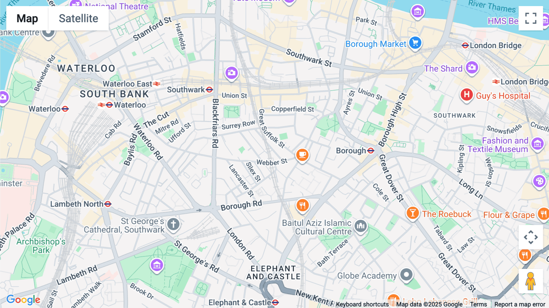 Click for interative map of 65 Glasshill Street, The Foundry Annexe, London