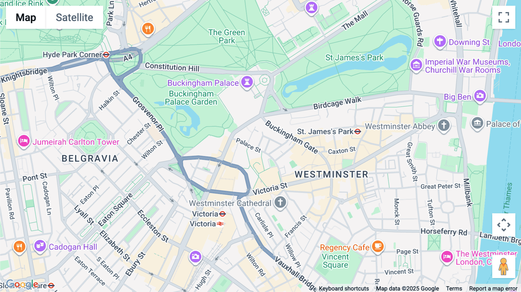 Click for interative map of 2 Catherine Place, London