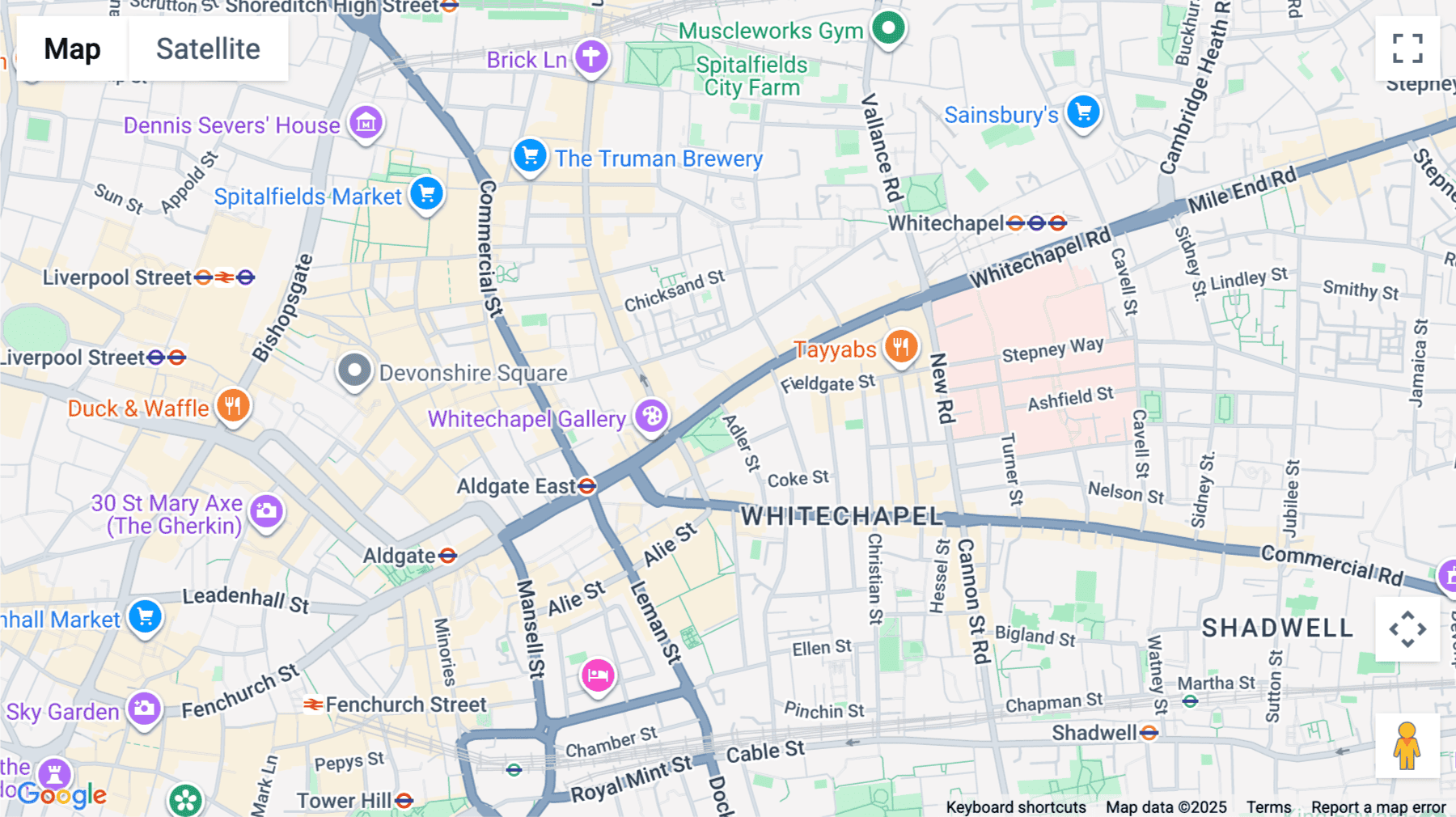 Click for interative map of 2 Whitechapel Road, London