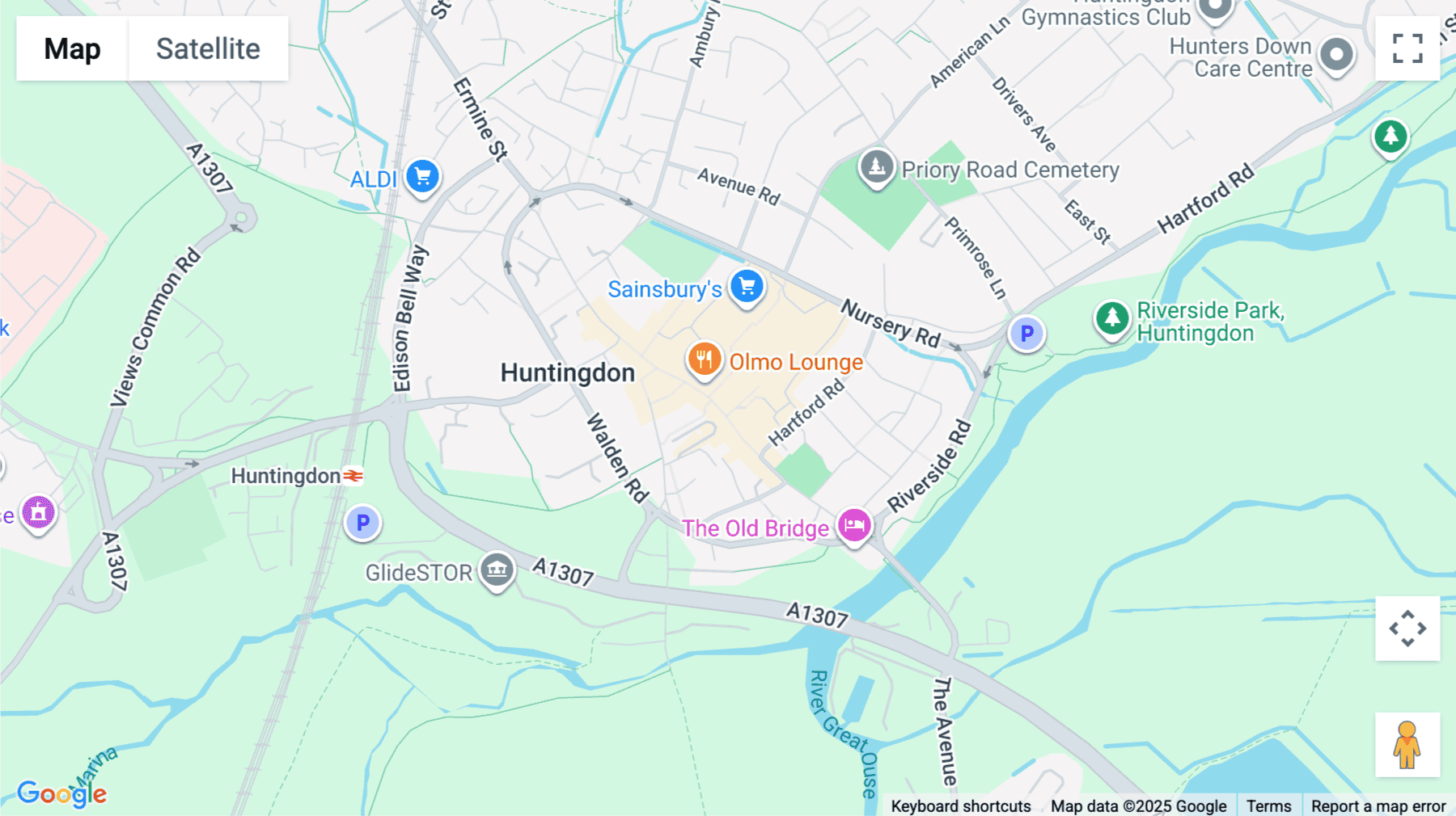 Click for interative map of 129 High Street, Huntingdon