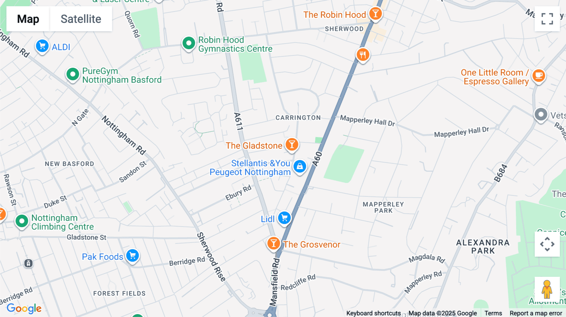 Click for interative map of The Coach House, 59 Sherbrooke Road, Nottingham