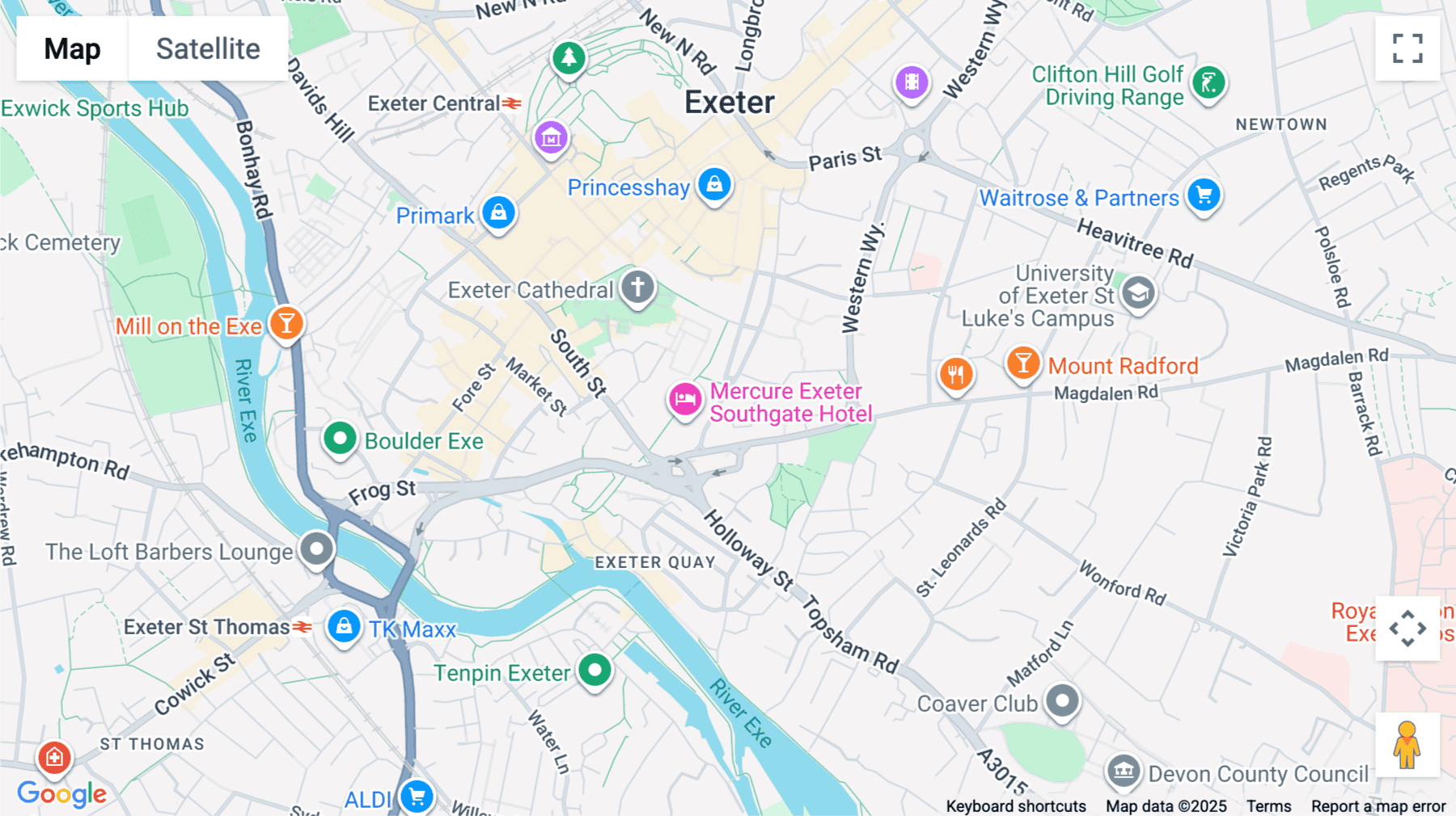 Click for interative map of Dean Clarke House, Southernhay East, Exeter