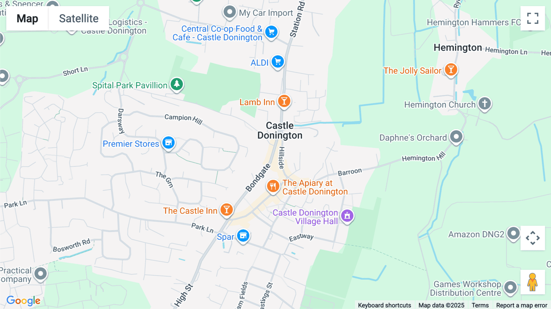 Click for interative map of 94 bondgate, Castle Donington, Derby