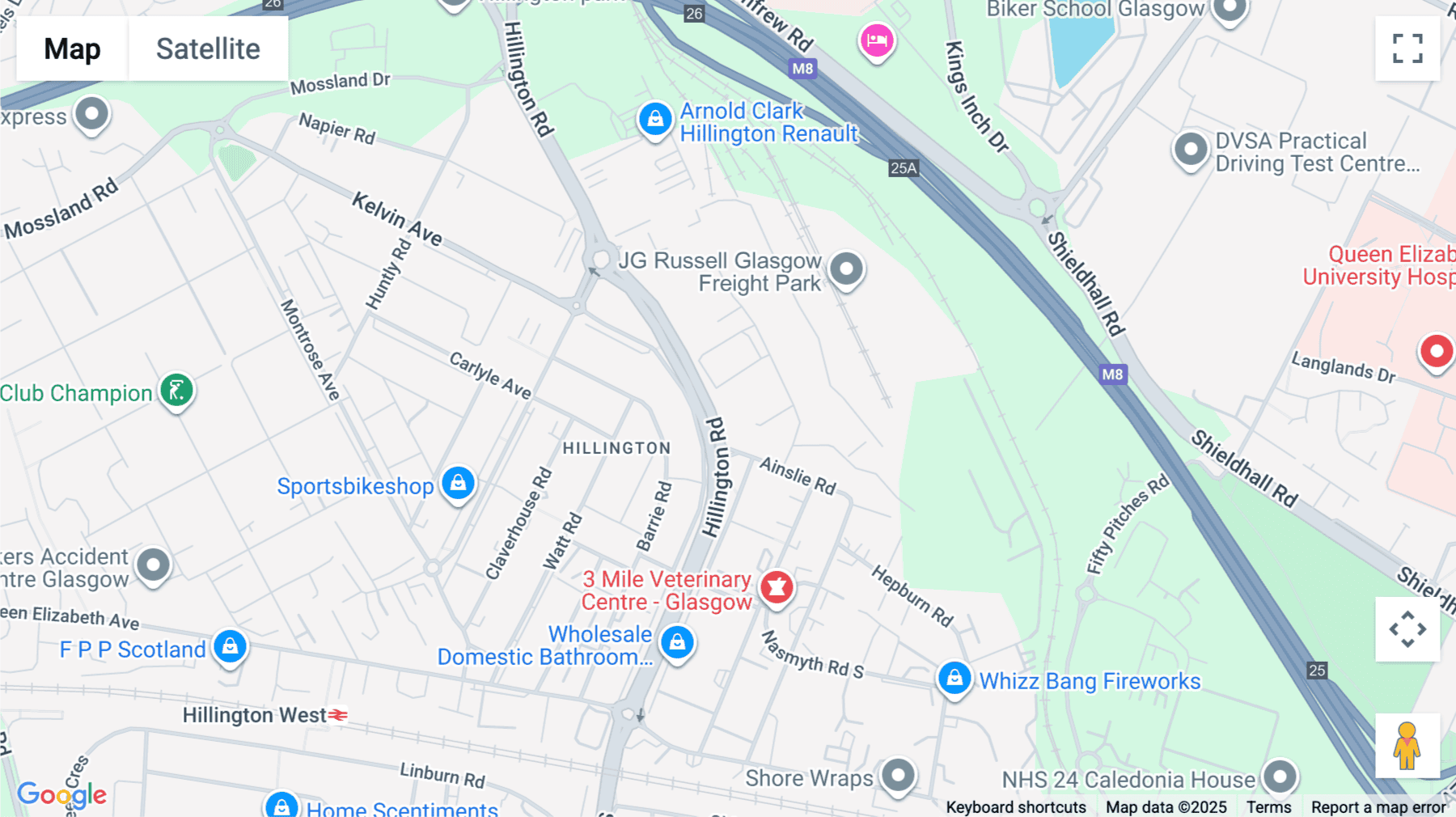 Click for interative map of 1 Ainslie Road, Hillington Park, Glasgow