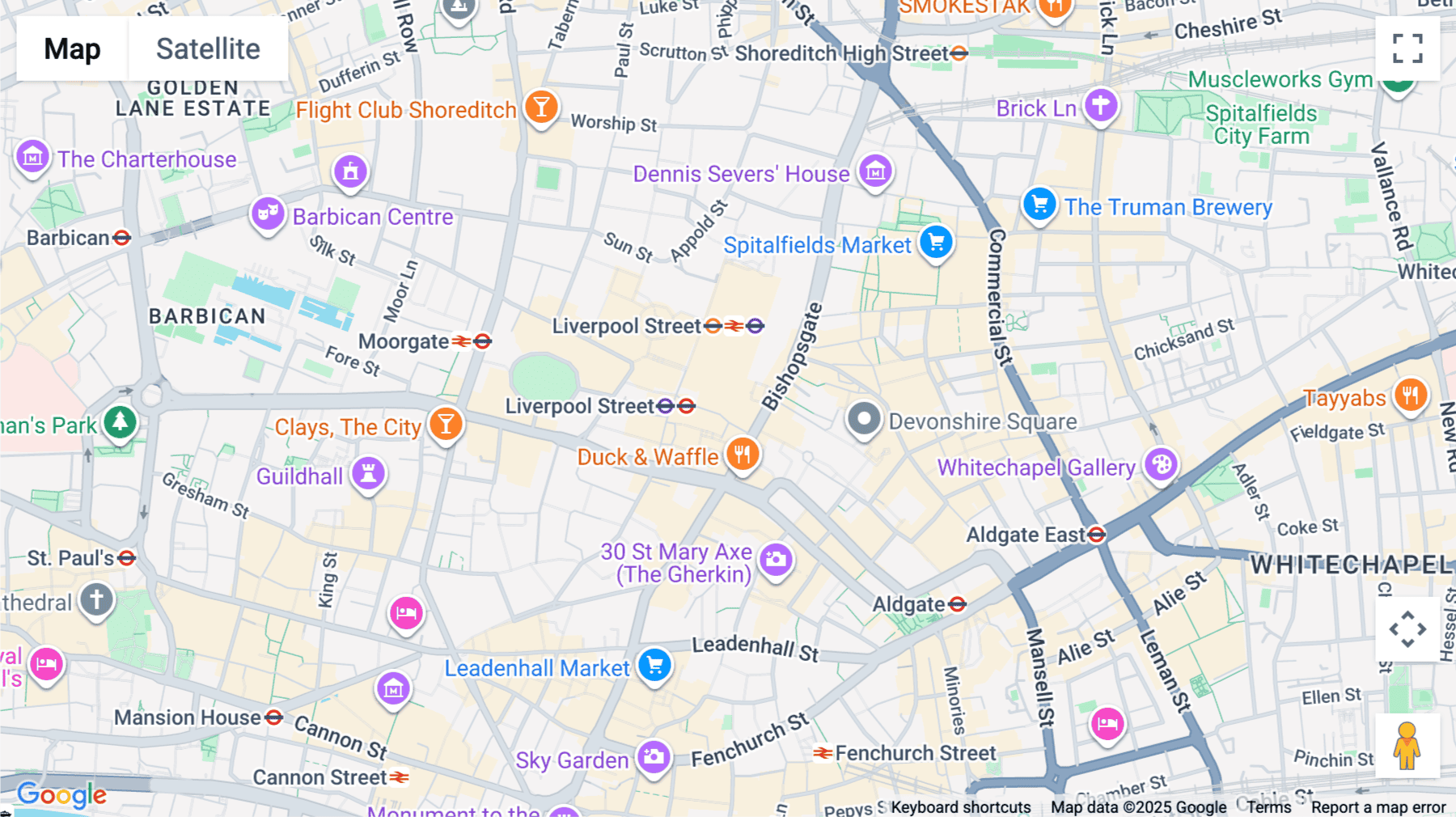 Click for interative map of 25 Liverpool Street, London
