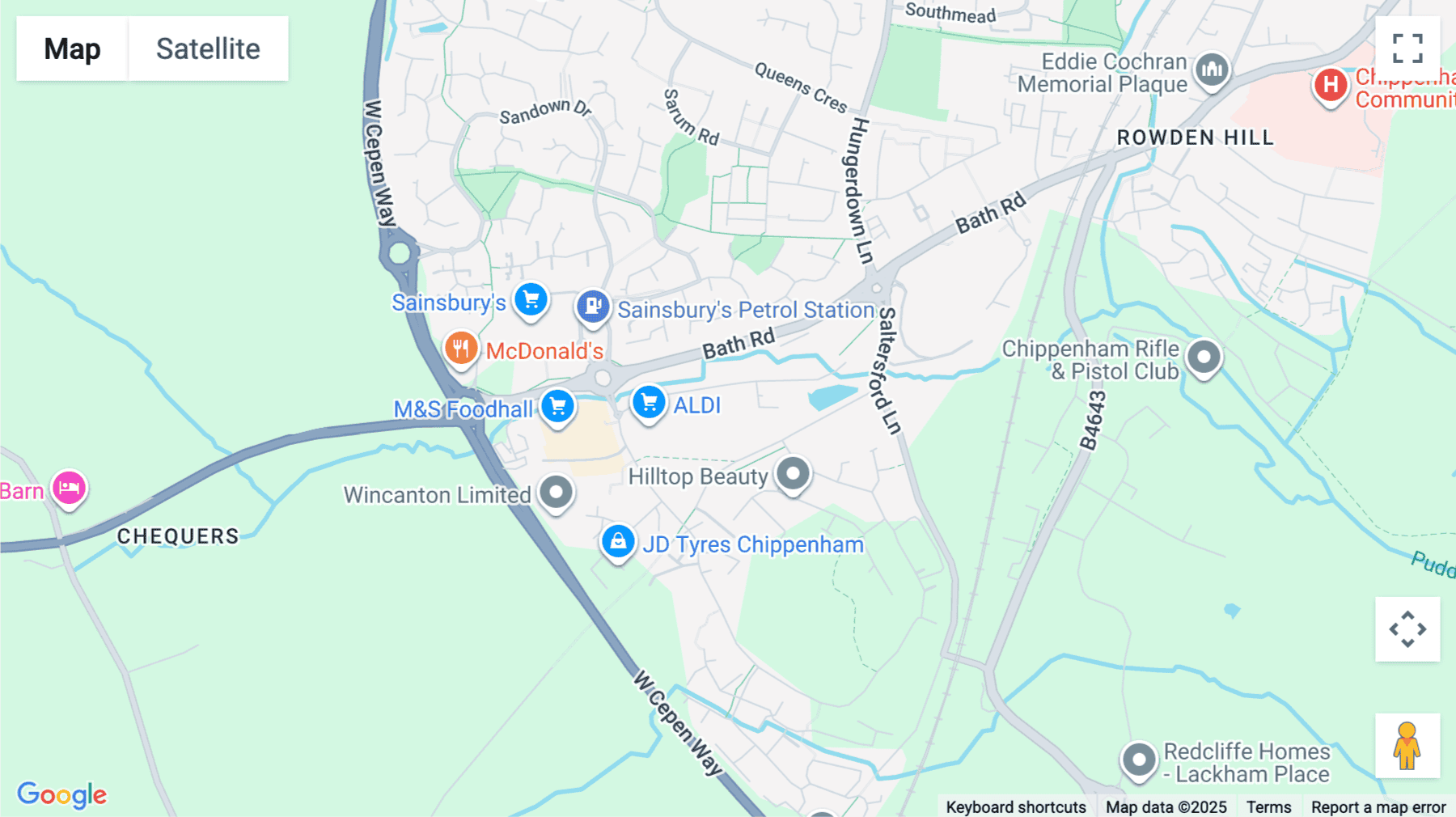 Click for interative map of A1 & A2, Methuen Park, Chippenham