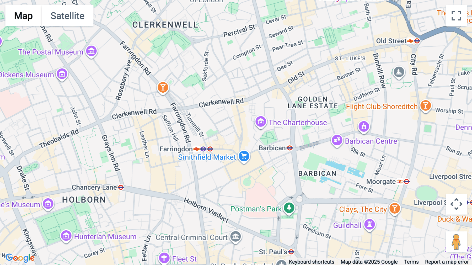 Click for interative map of 6-7 Saint John's Lane, Farringdon, London