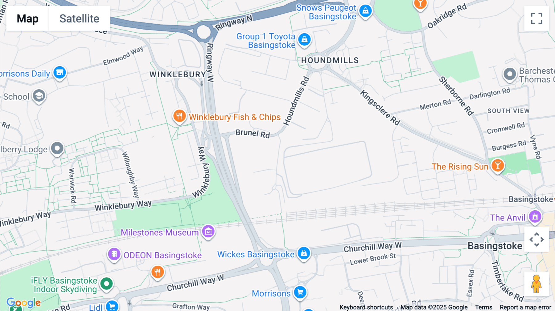 Click for interative map of Houndmills Road, Basingstoke