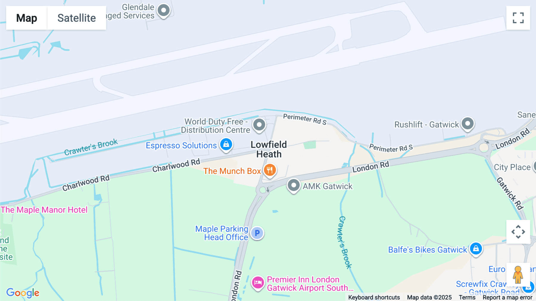 Click for interative map of Old Brighton Road, Lowfield Heath, Southpoint, West Sussex, Crawley