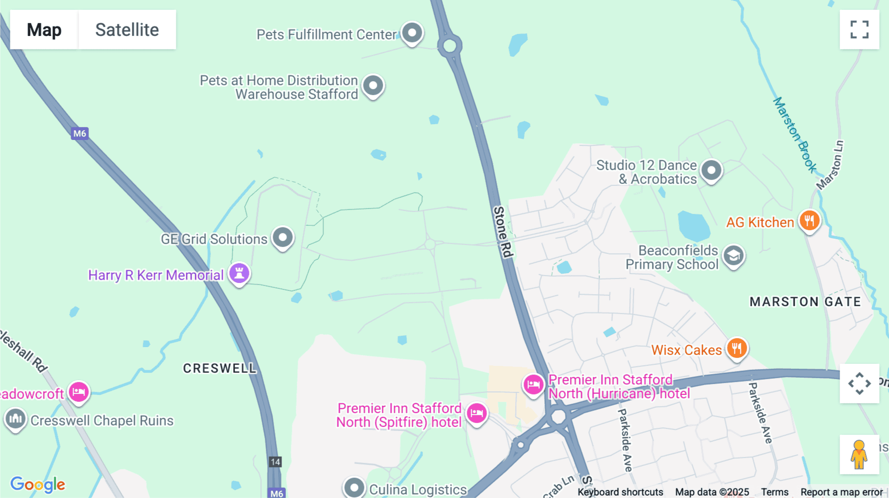 Click for interative map of Staples Close, Redhill Business Park, Stafford