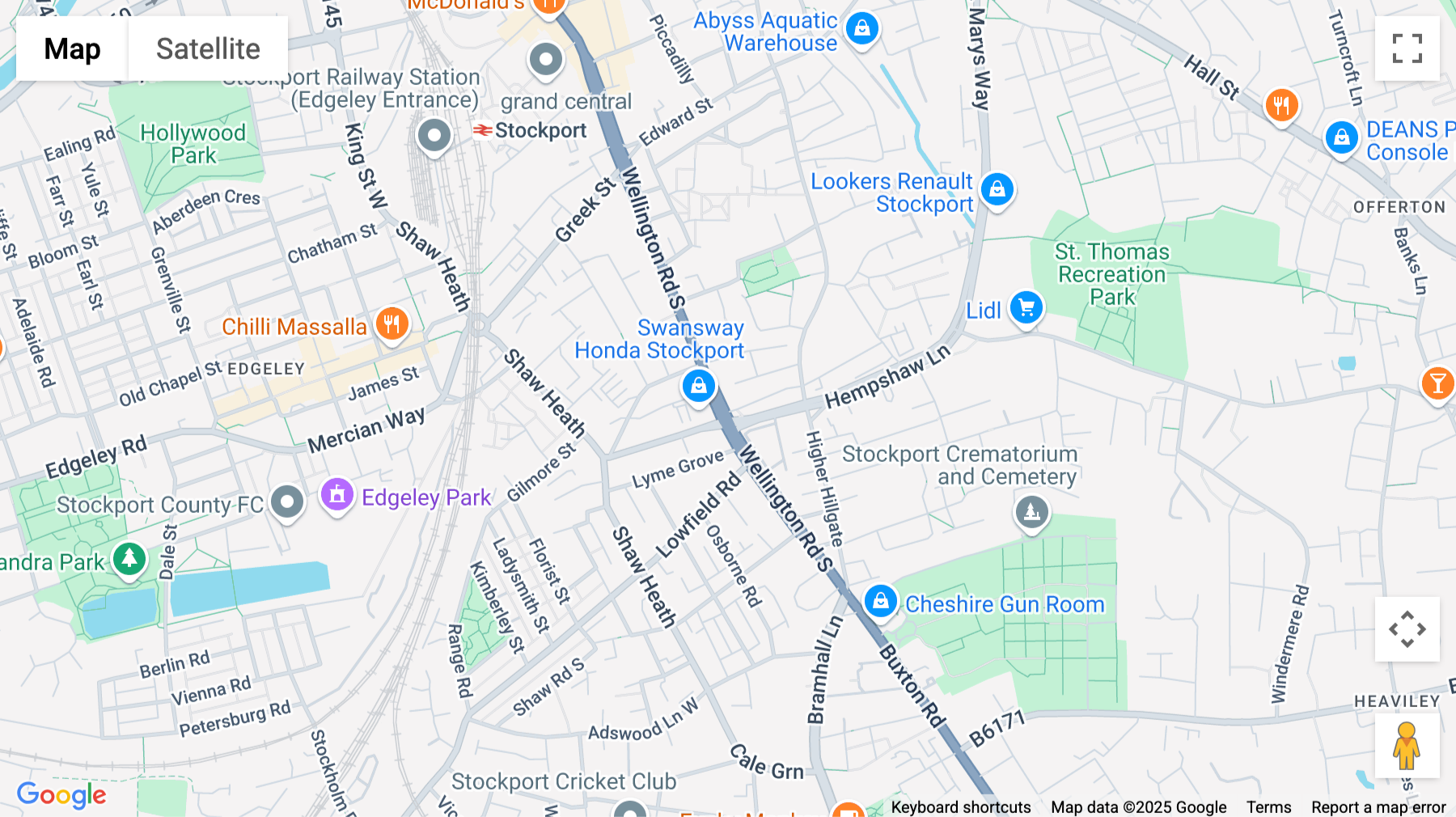 Click for interative map of Brookfield House, 193-195 Wellington Road South, Stockport