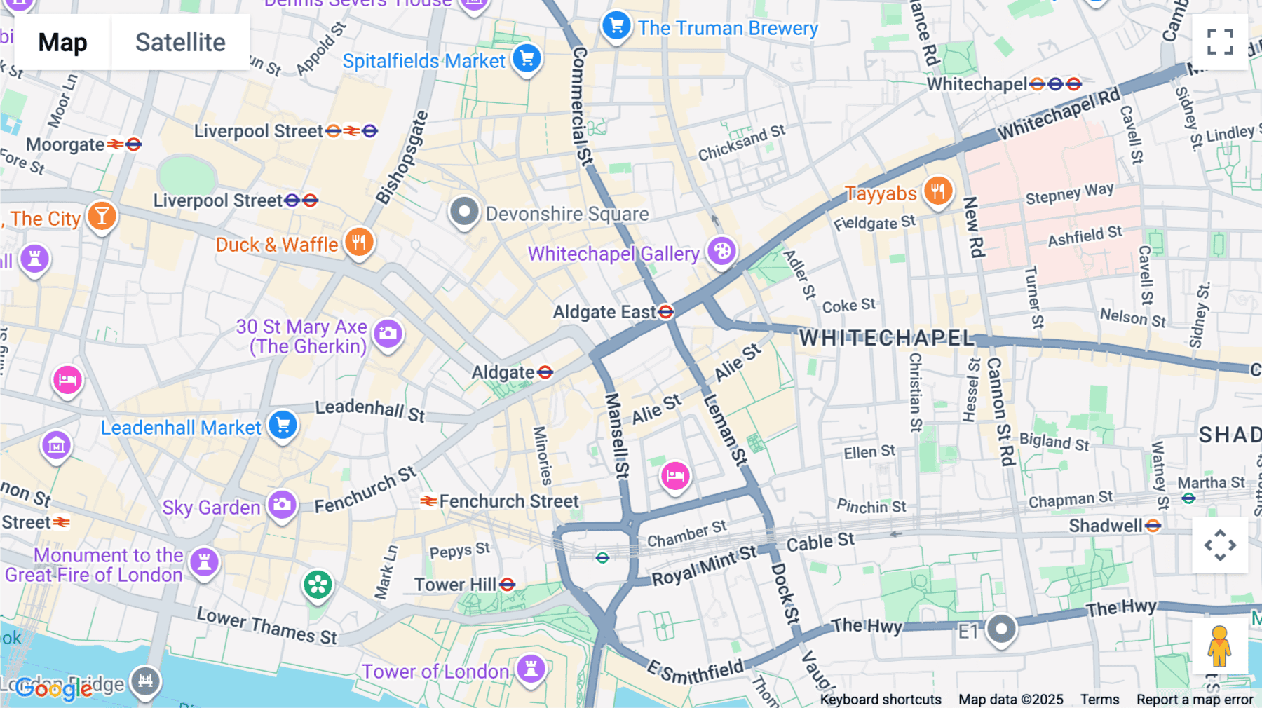 Click for interative map of The White Chapel Building, 4677 Sqft, 10 Whitechapel High Street, E1 8QS, London
