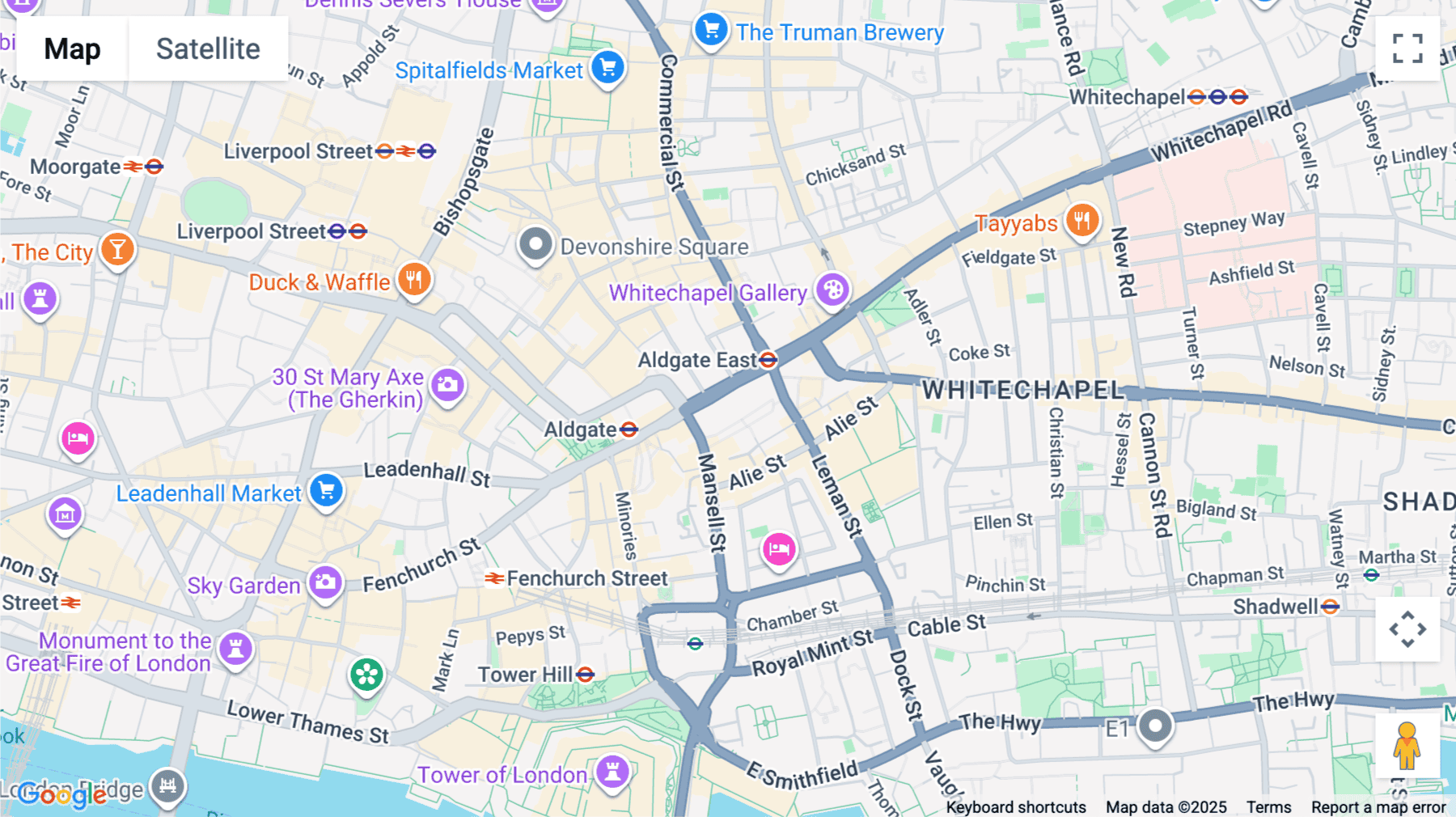 Click for interative map of The White Chapel Building, 13764 Sqft, 10 Whitechapel High Street, E1 8QS, London