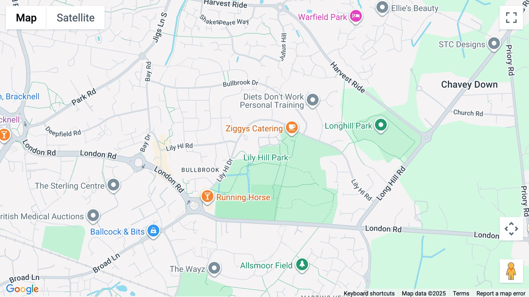 Click for interative map of Lily Hill Road, Lily Hill House, Bracknell