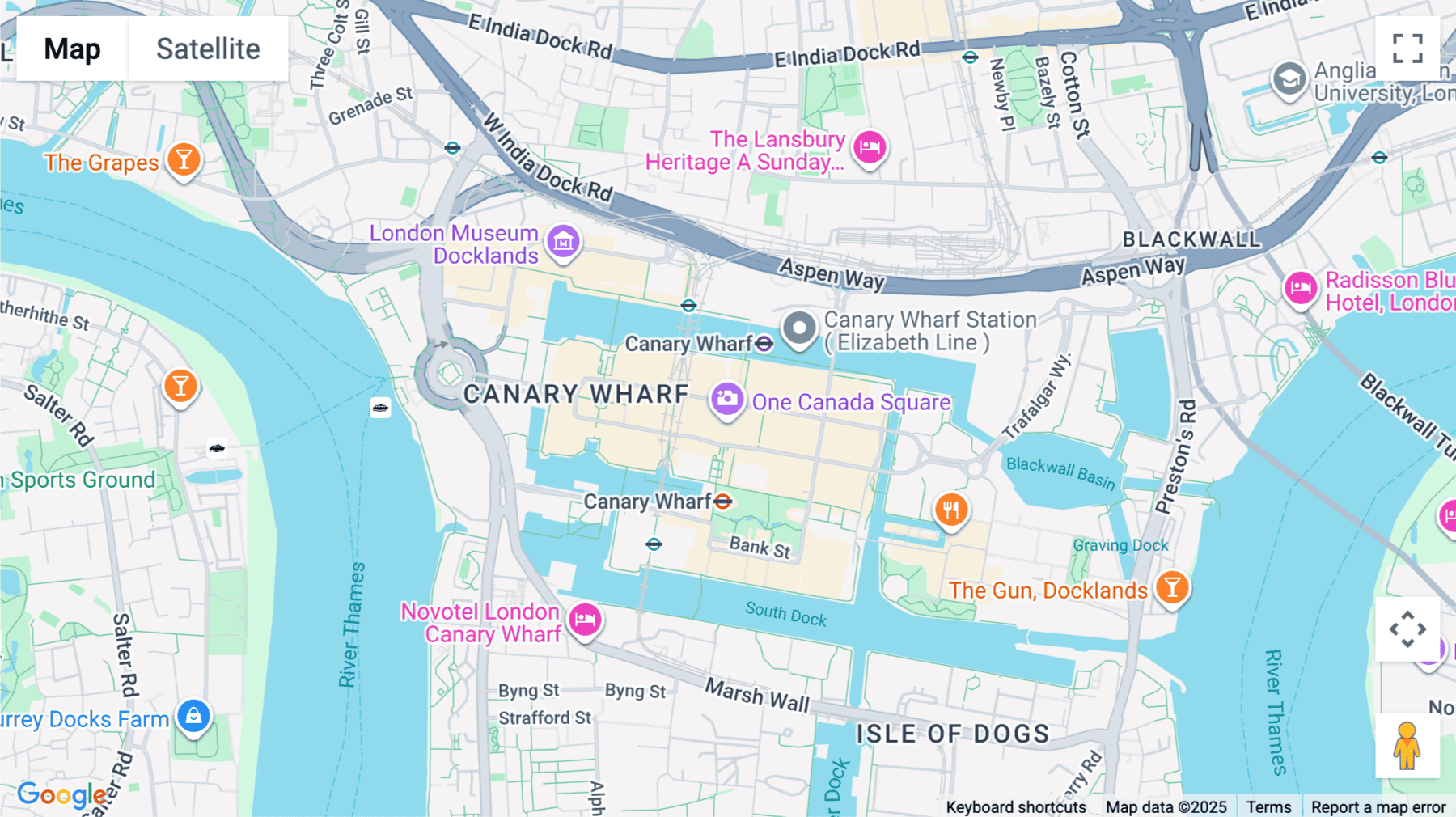 Click for interative map of One Canada Square, London