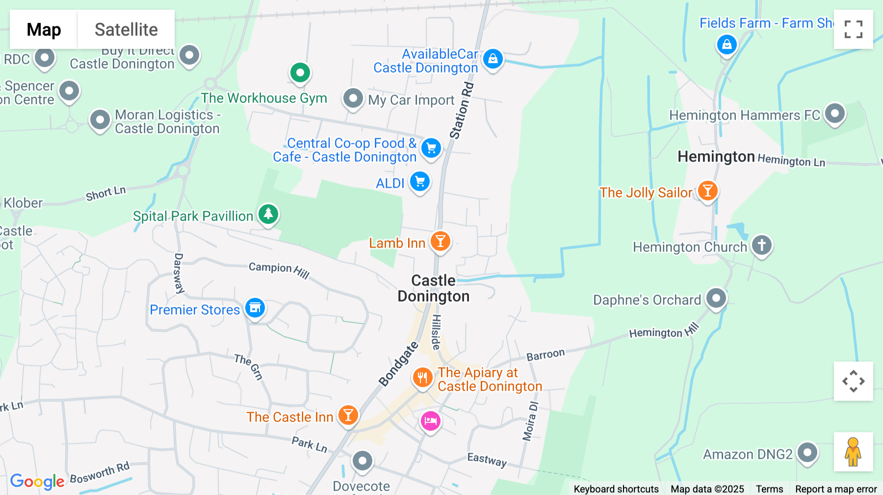 Click for interative map of Station road, Castle Donington, Derby