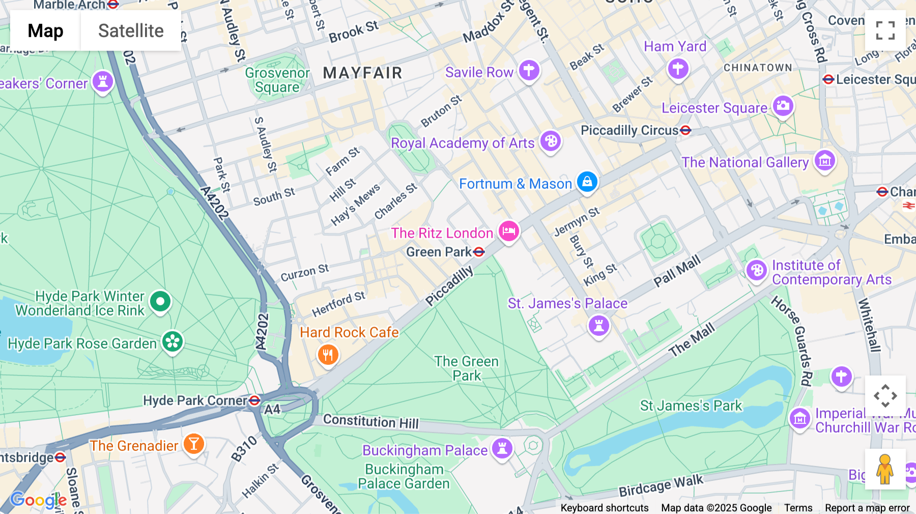 Click for interative map of Green Park, 5 Bolton Street, London