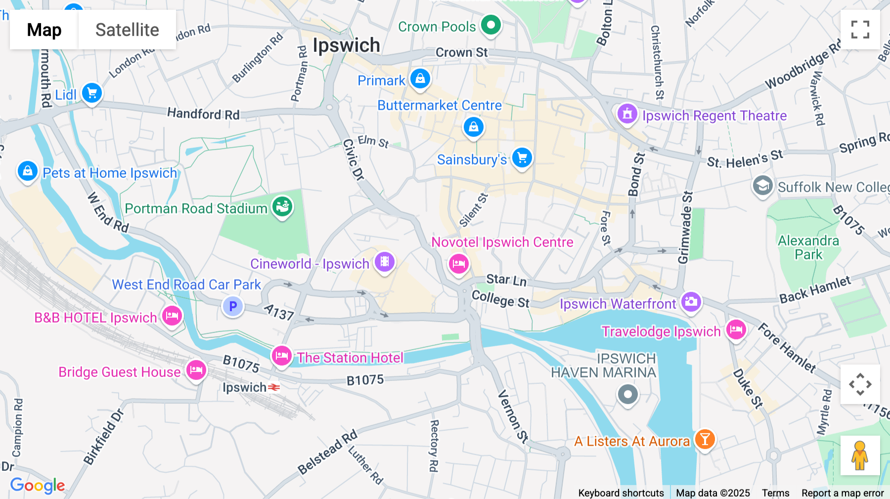 Click for interative map of St. Vincent House, 1 Cutler Street, Ipswich