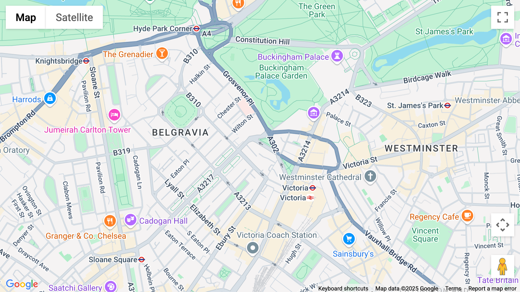 Click for interative map of Fivefields, 8-10 Grosvenor Gardens, London