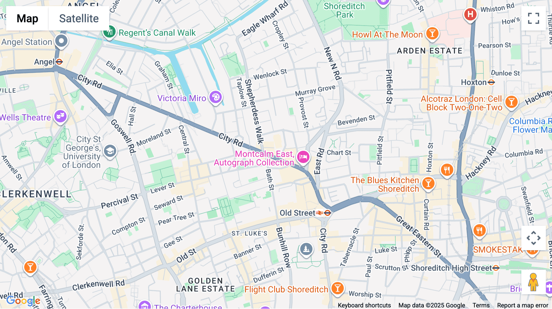 Click for interative map of Old Street Works, 197, 205 City Road, London