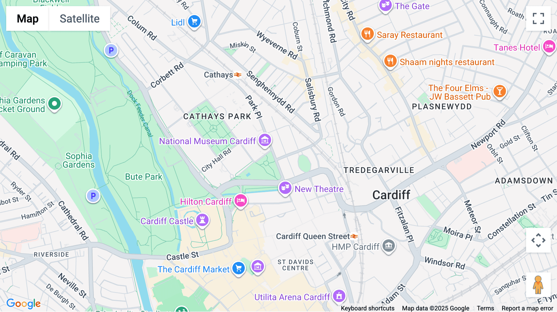 Click for interative map of Meet Space, 23-24 Park Place, Cardiff