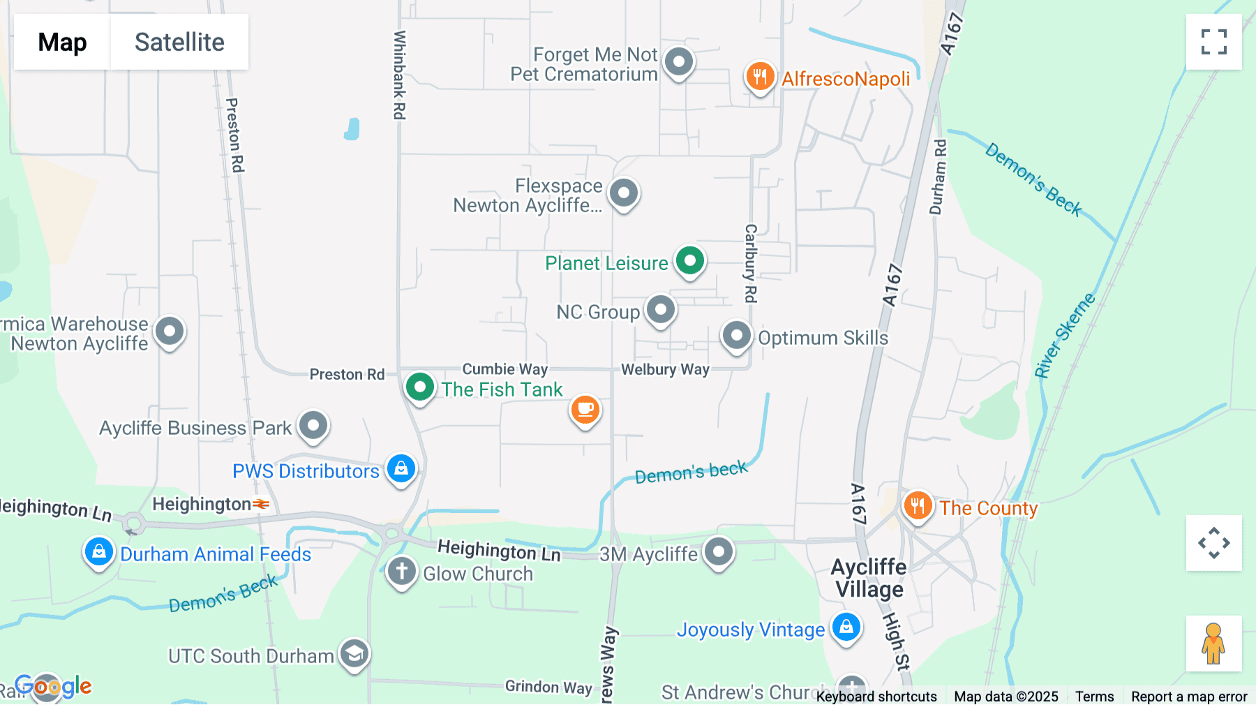 Click for interative map of Aycliffe Business Park, Welbury Way, Parsons Court, Durham