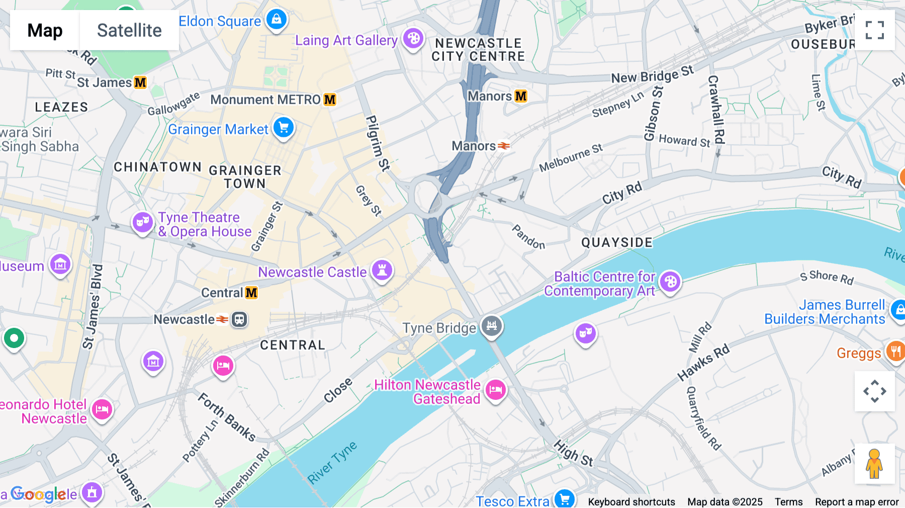 Click for interative map of Pilgrim Street, The Spire, Newcastle