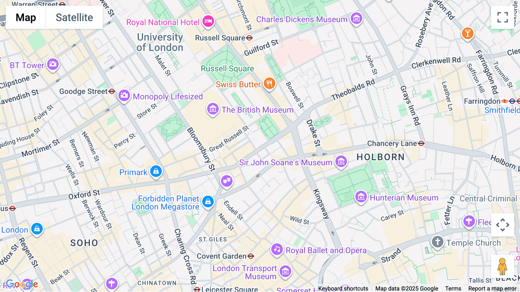 Click for interative map of 24-28 Bloomsbury Way, London