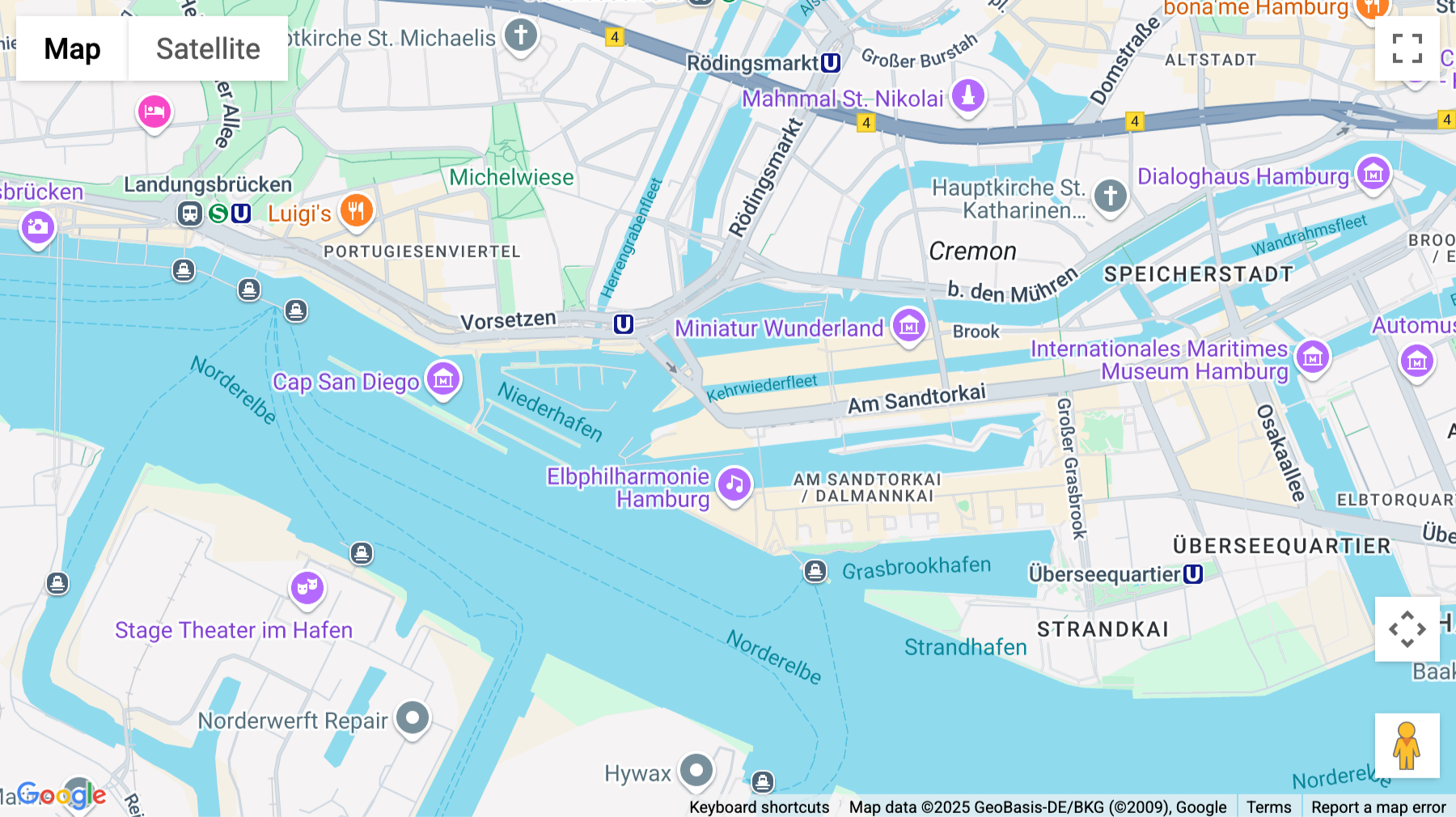 Click for interative map of Columbus Haus, Am Sandtorkai 39, Hamburg