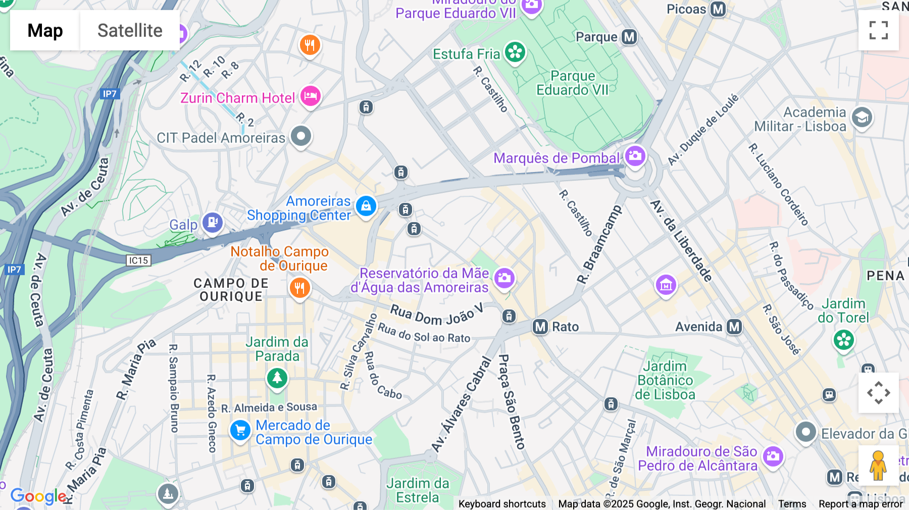 Click for interative map of Rua Dom Joao V 30, Amoreiras Palace, Lisbon