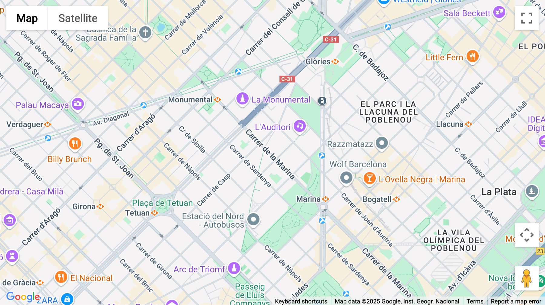 Click for interative map of Carrer De La Marina, 148-150 Entresuelo 3ª, Barcelona