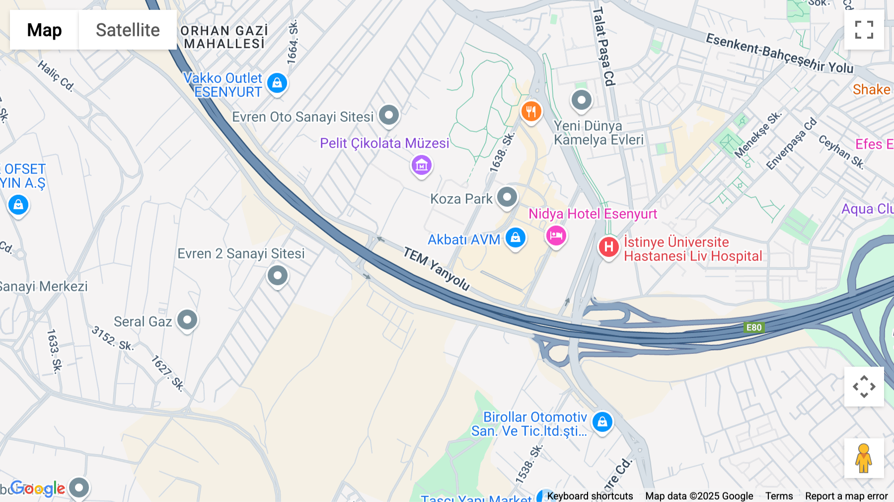 Click for interative map of Koza Mahallesi, 1638 Sokak, Nidya Center, Istanbul