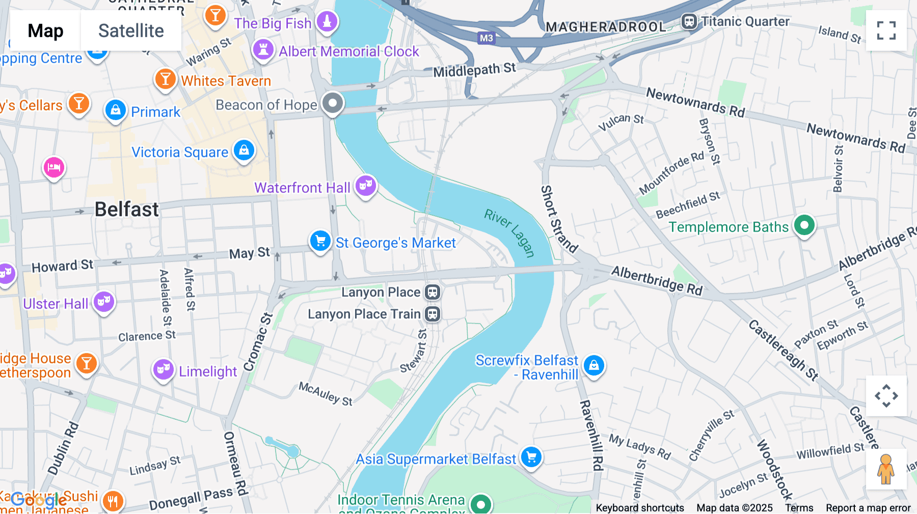 Click for interative map of 22 East Bridge Street, Meadow House, Belfast