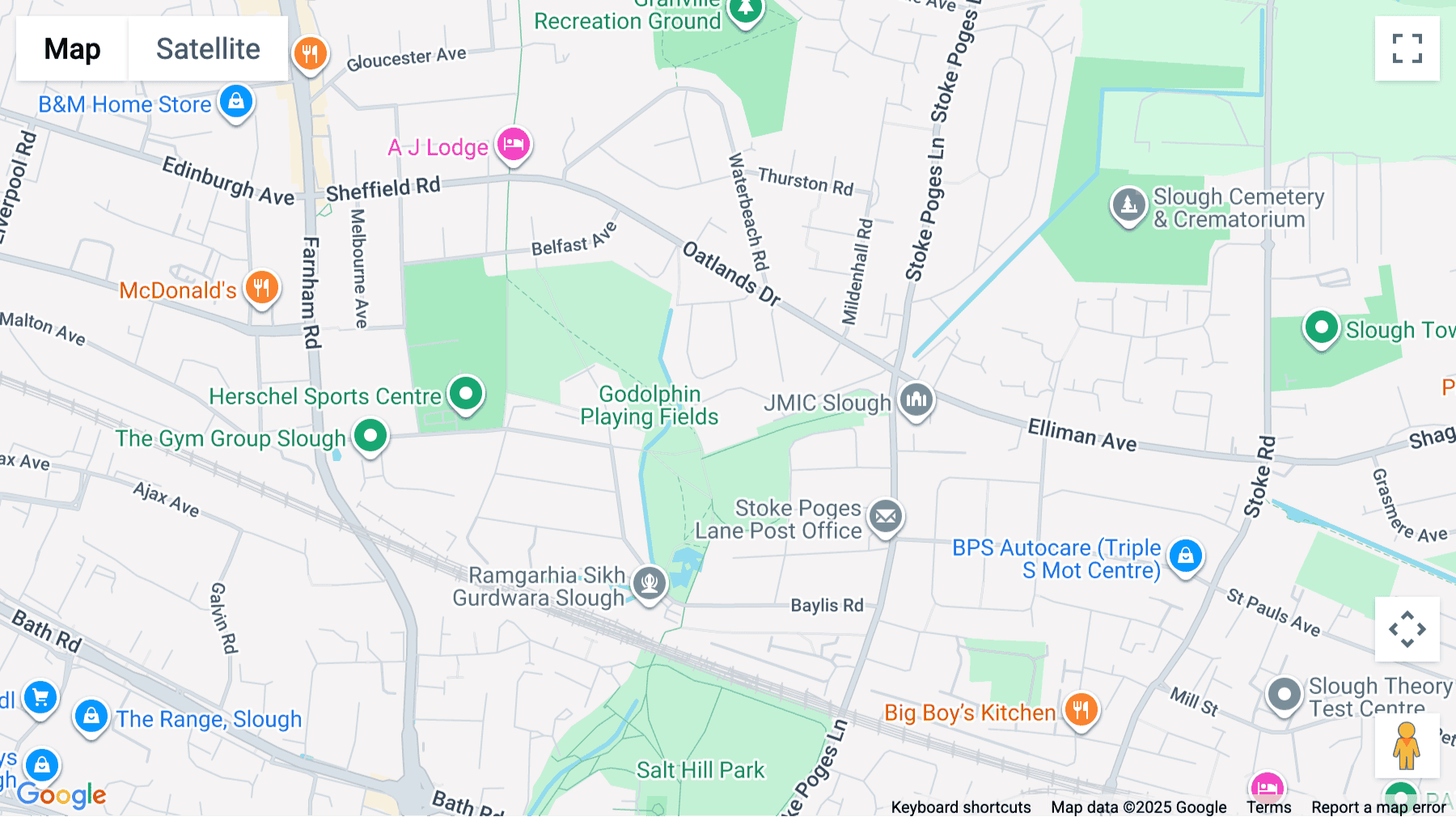 Click for interative map of Stoke Poges Lane, Baylis House, Slough