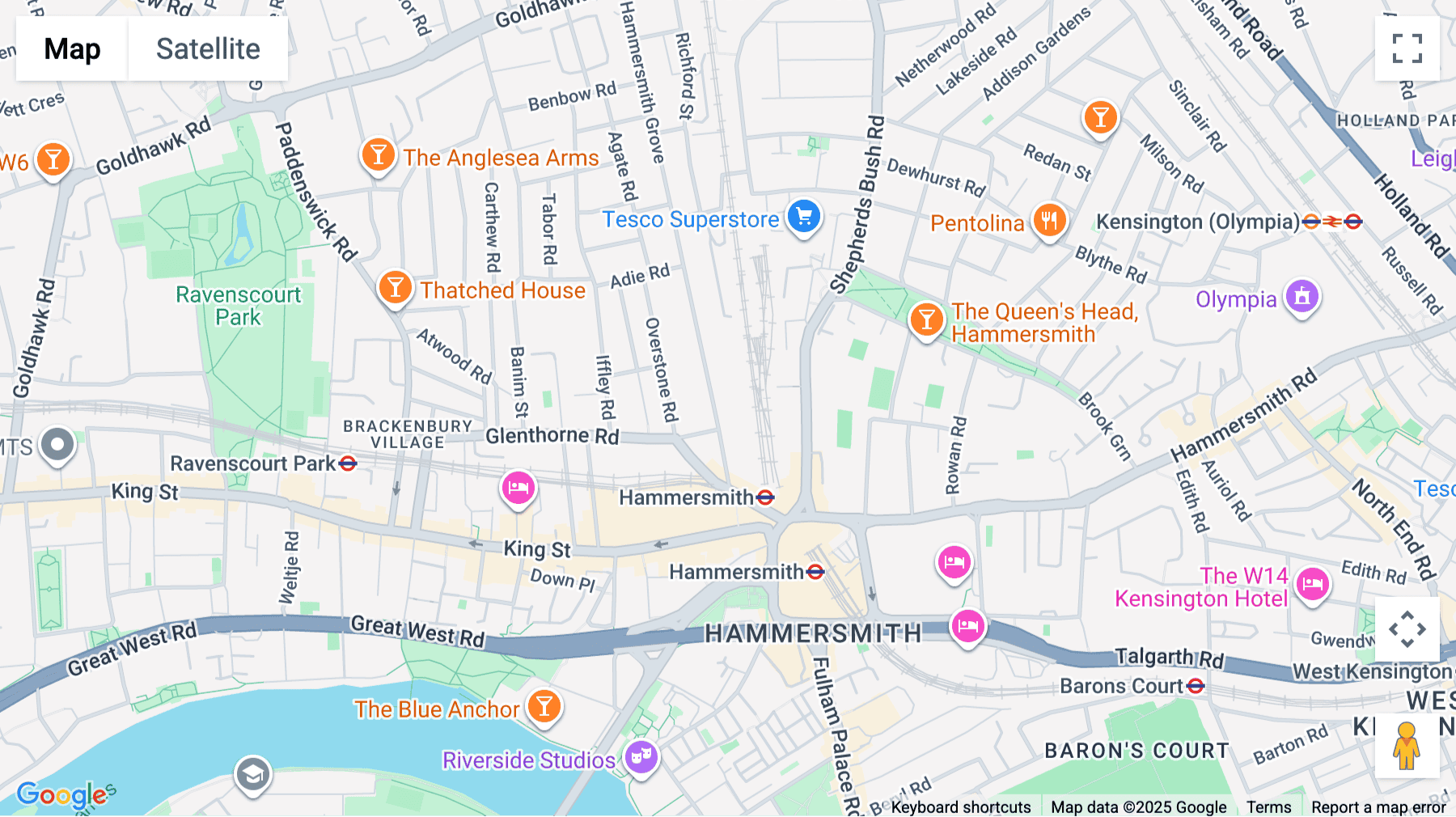Click for interative map of 12 Hammersmith Grove, London