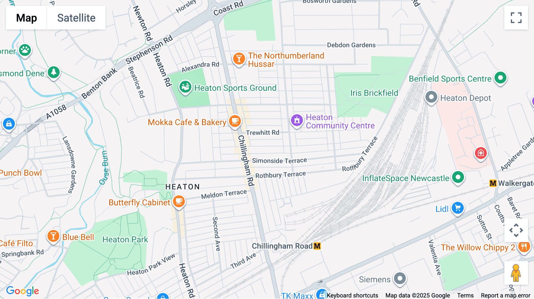 Click for interative map of 40 Warton Terrace, Newcastle