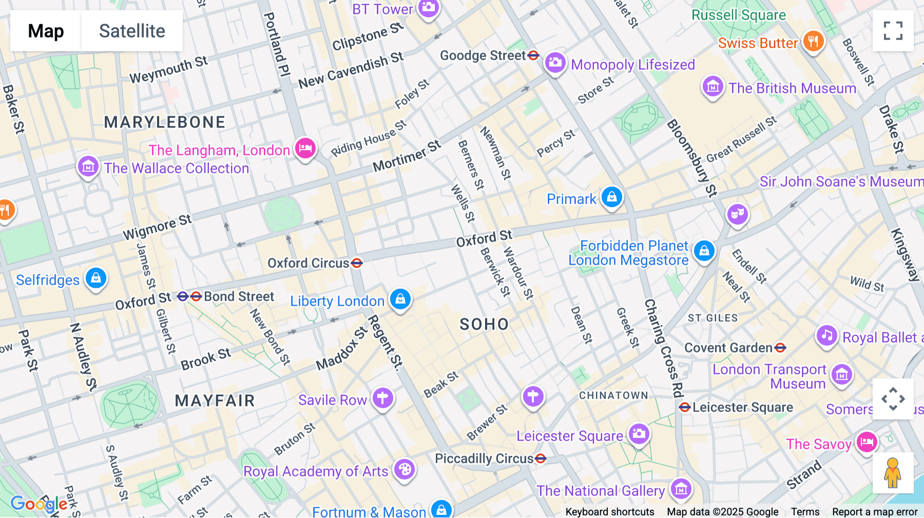 Click for interative map of 25 Poland Street, London