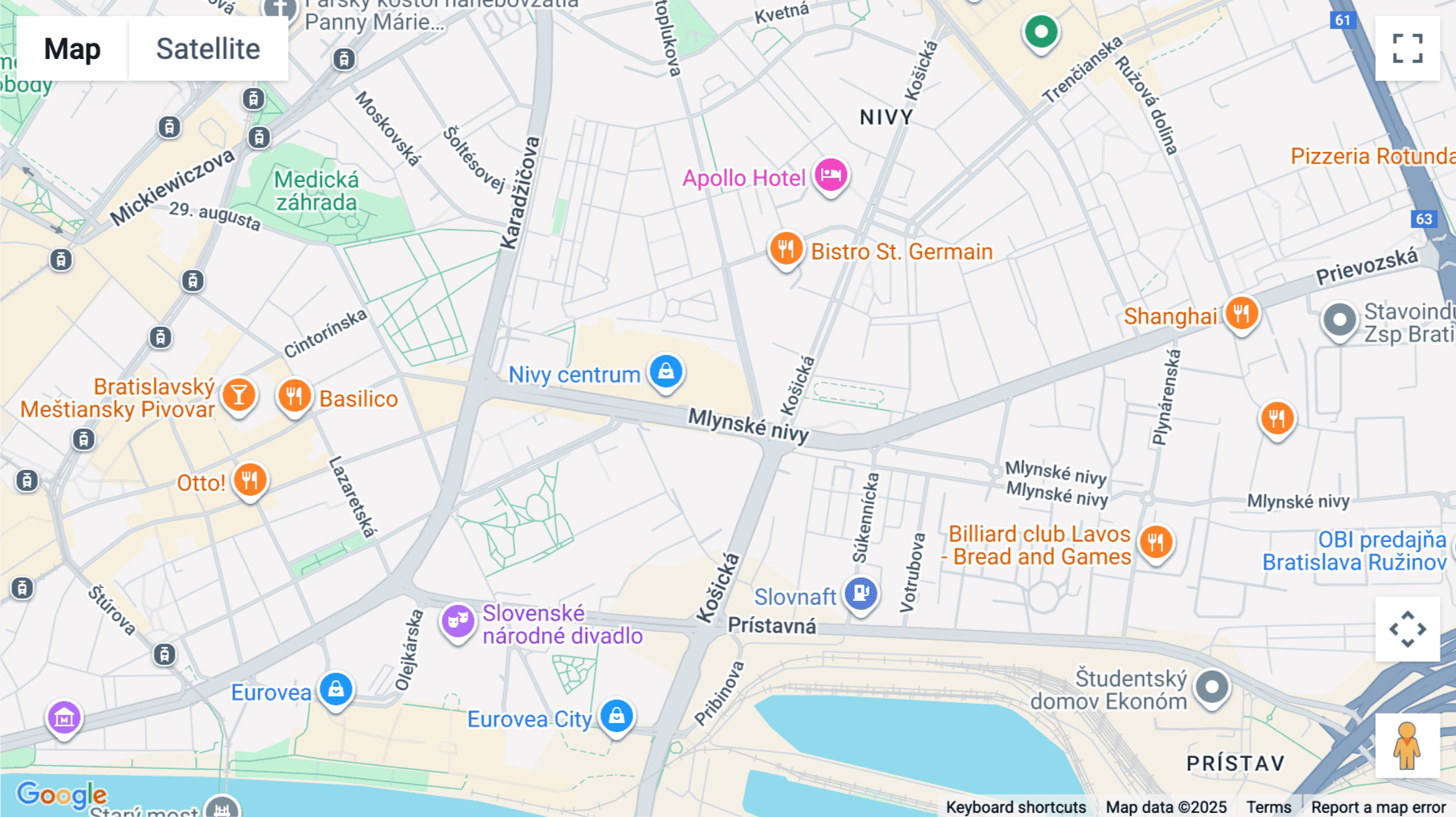 Click for interative map of Mlynské Nivy 18890/5, Nivy Tower, Ružinov, Bratislava