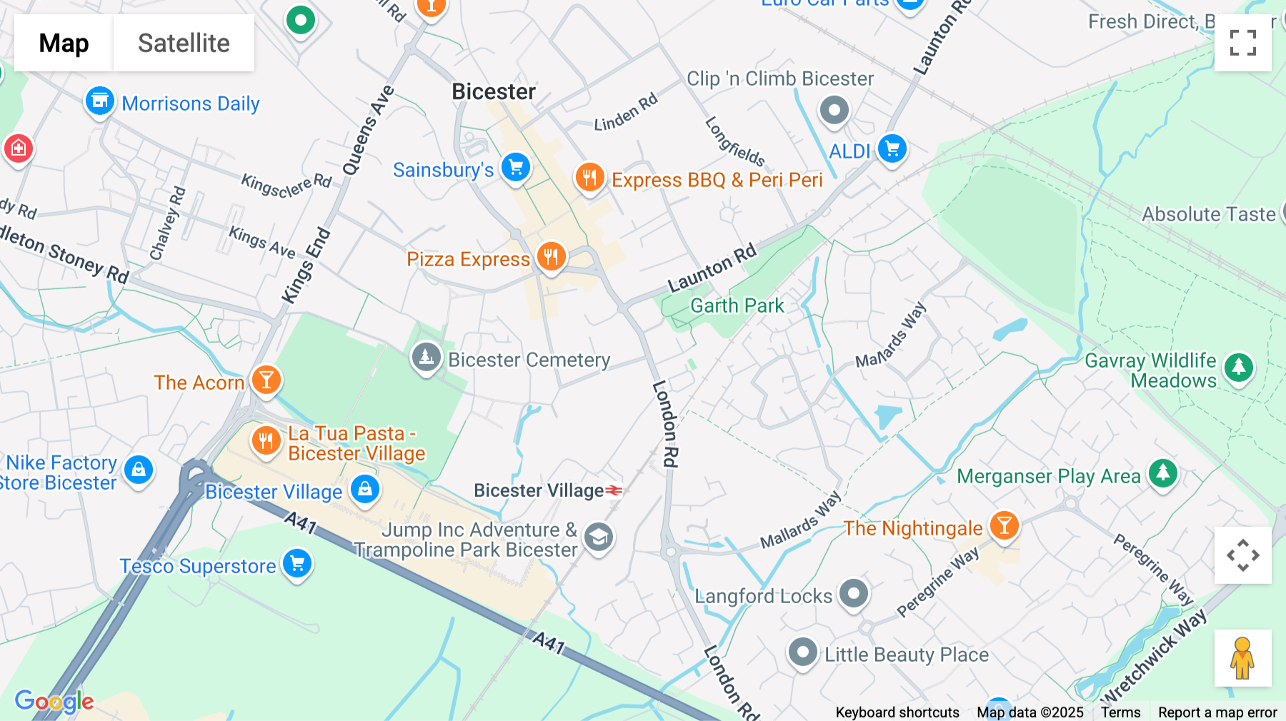 Click for interative map of Priory Road, St Edburgs Hall, Bicester