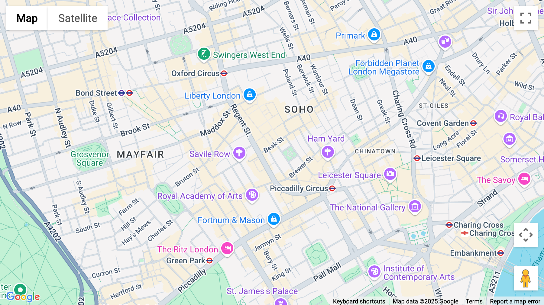 Click for interative map of 21-22 Warwick Street, London