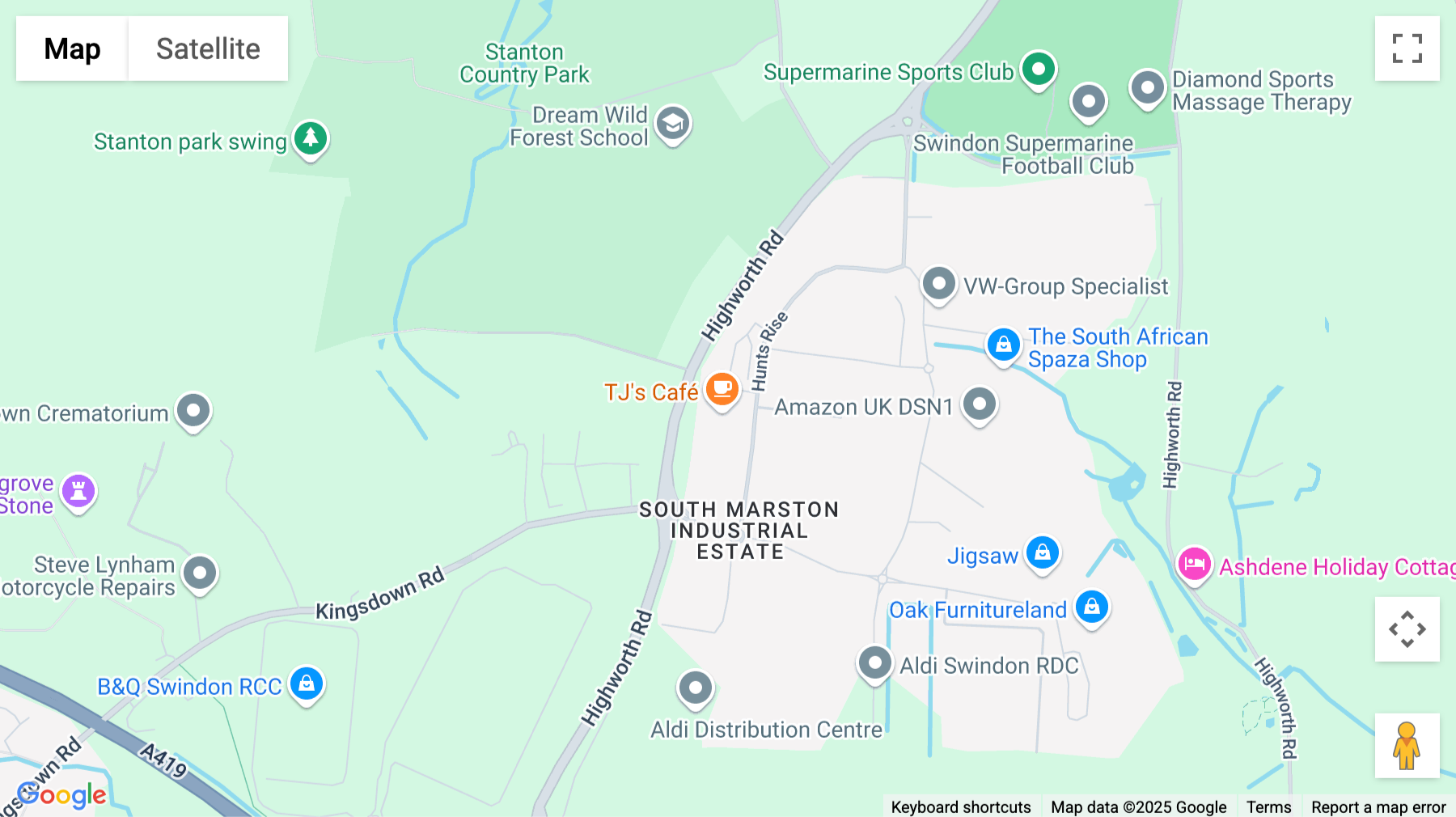 Click for interative map of Hunts Rise, Berkeley House, South Marston Park, Swindon