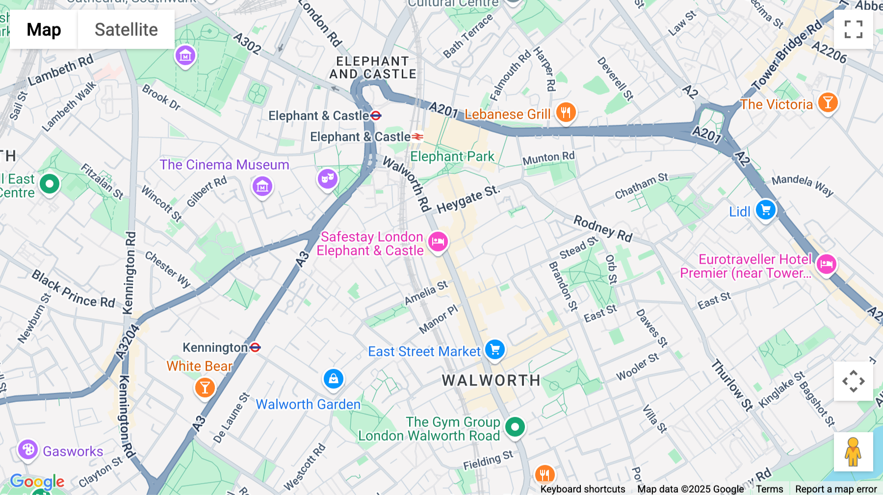 Click for interative map of 151-155 Walworth Road, Walworth Town Hall, London